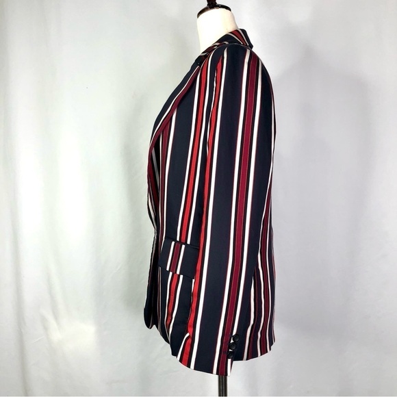 H&M striped viscose sateen blazer navy black red size 4 - Picture 5 of 10